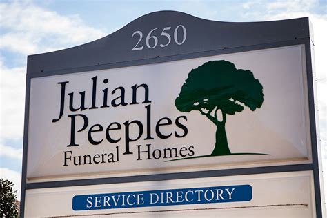 The family will receive friends at the funeral home on Thursday from 11 a. . Julian peeples funeral home